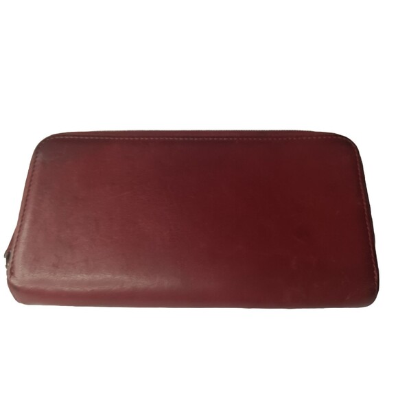 Vintage Coach Distressed Leather Wallet Maroon Red Boho Clutch Purse - Picture 5 of 9